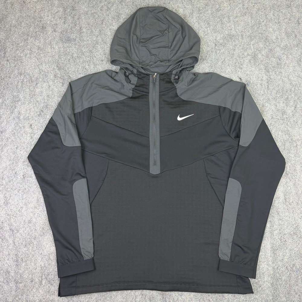 Nike Running Half Zip Hooded Jacket Black Anthracite HF7452-010 Mens Large NWT